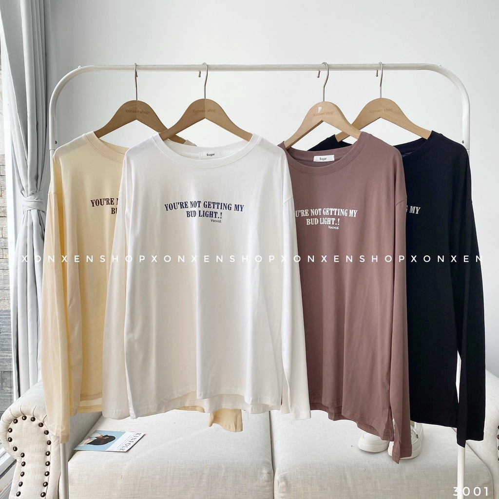 Áo thun dài tay in chữ dễ thương chất thun mịn mát free size XONXEN TAM KỲ 269 HÙNG VƯƠNG mã 3001
