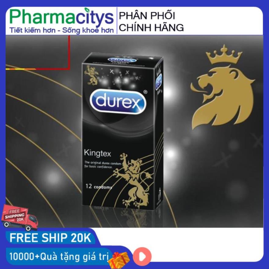 [Che Tên] [KING DUREX] Bao cao su Durex Kingtex vừa vặn với kích thước đa số đàn ông người Việt (12 bao/1 hộp bcs)