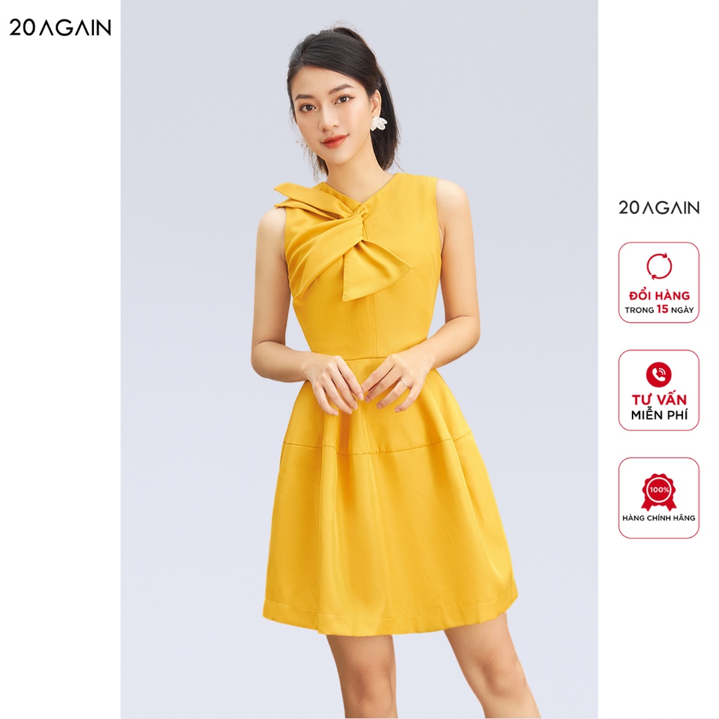 [Mã WABRAG442 giảm 12% đơn 250K] Đầm Xòe Xoắn Nơ Cổ 20 AGAIN DEW0575