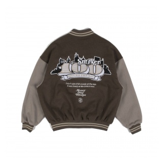 ÁO KHOÁC "100" VARSITY JACKET IN BROWN [SMAKER]