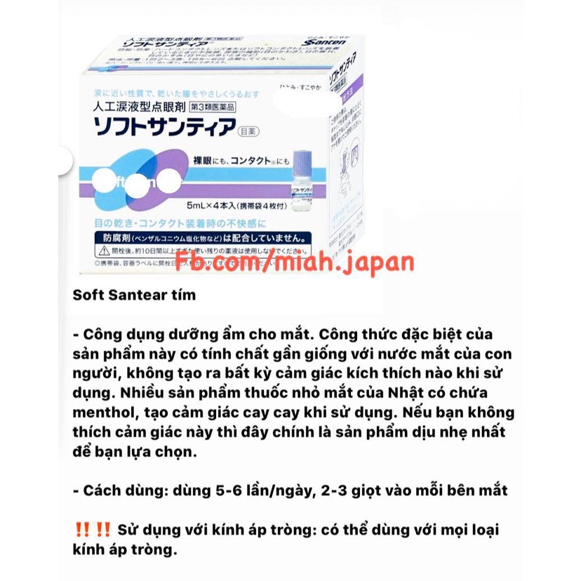 NOTE TÊN FB - Hàng order - Nhỏ mắt soft.san.ten tím set  4 lọ 5ml
