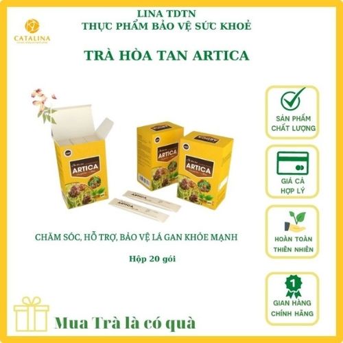Trà hòa tan Artica, thanh nhiệt, mát gan, giải độc gan, bảo vệ gan. Hoàn toàn cà gai leo và actiso