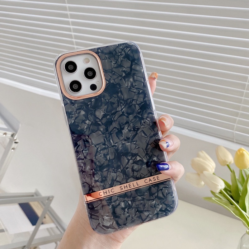 Ốp Điện Thoại Họa Tiết Vỏ Ốc Xà Cừ Sang Trọng Chống Sốc Cho iPhone 11 12 13 Pro Max 14 14 Pro 14 Pro Max 12 Pro 13 Pro