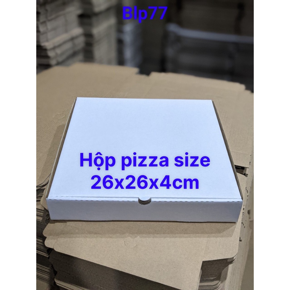 Hộp carton đựng bánh pizza size 26x26x4cm màu nâu