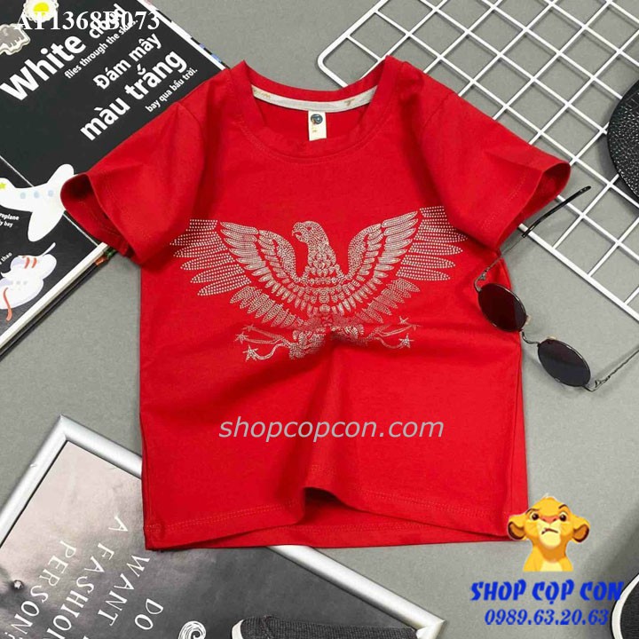 Áo thun in nhũ hình đại bàng cho bé từ 20-32kg