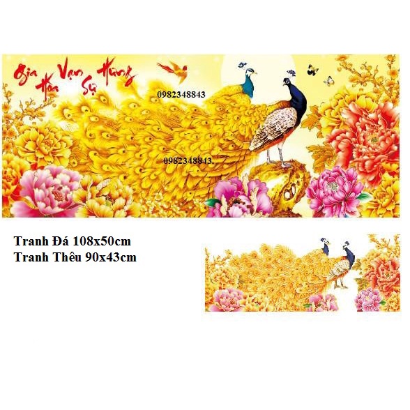 Tranh gắn đá gia hòa vạn sự hưng KT:108x50cm,tranh đính đá chưa đính.
