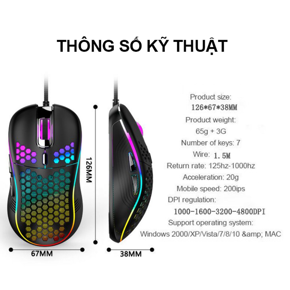 Chuột Gaming Có Dây YINDIAO D110, Led RGB DPI 4800 Phù Hợp Văn Phòng Và Chơi Game