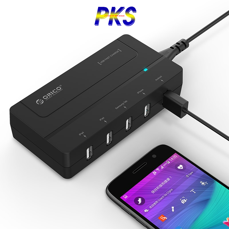 Bộ sạc để bàn ORICO DCH-5U 5 cổng nhanh USB 5V 6A Tối đa 30W màu đen - Hàng chính hãng
