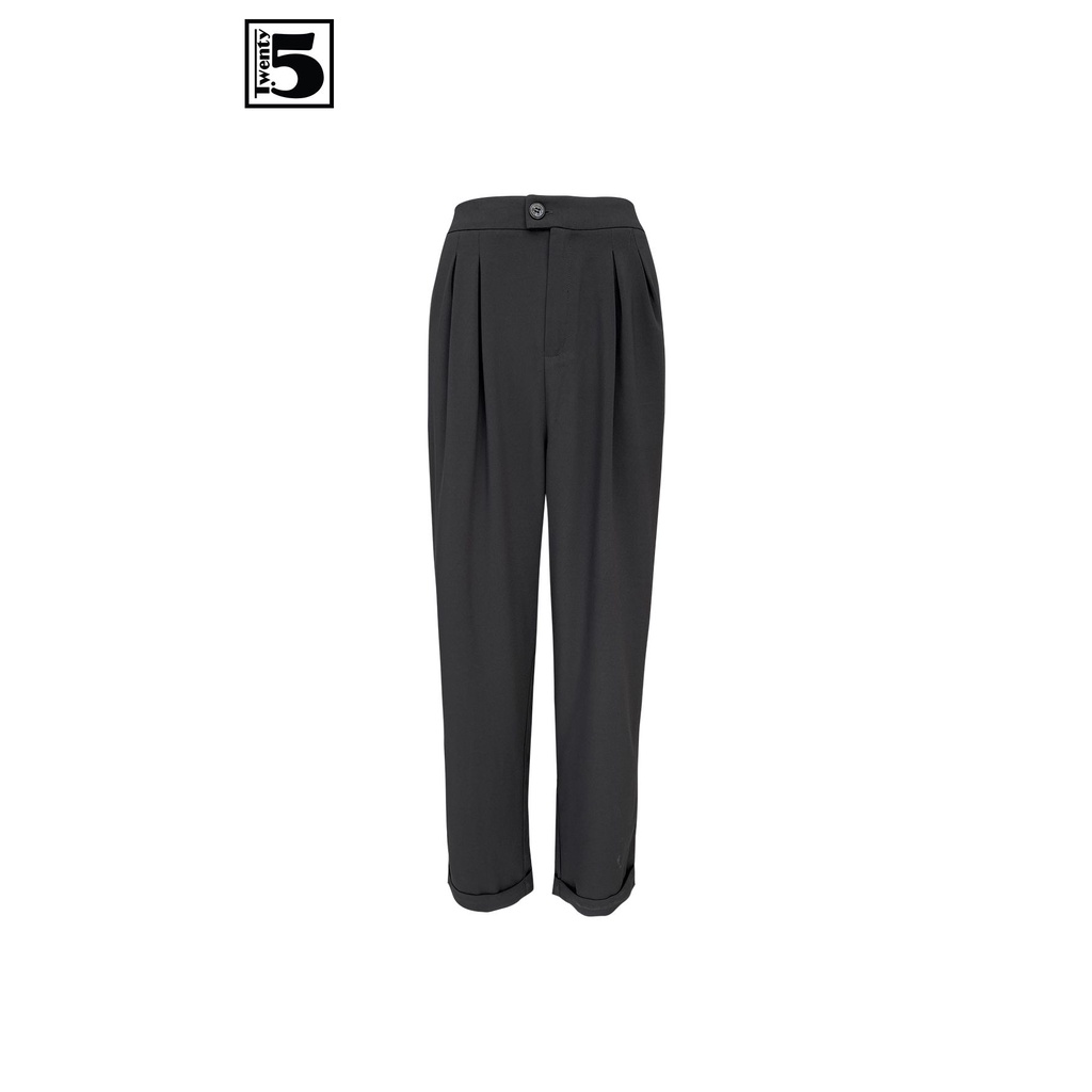 Quần baggy nữ công sở cạp cao bo gấu gập Twentyfive N631