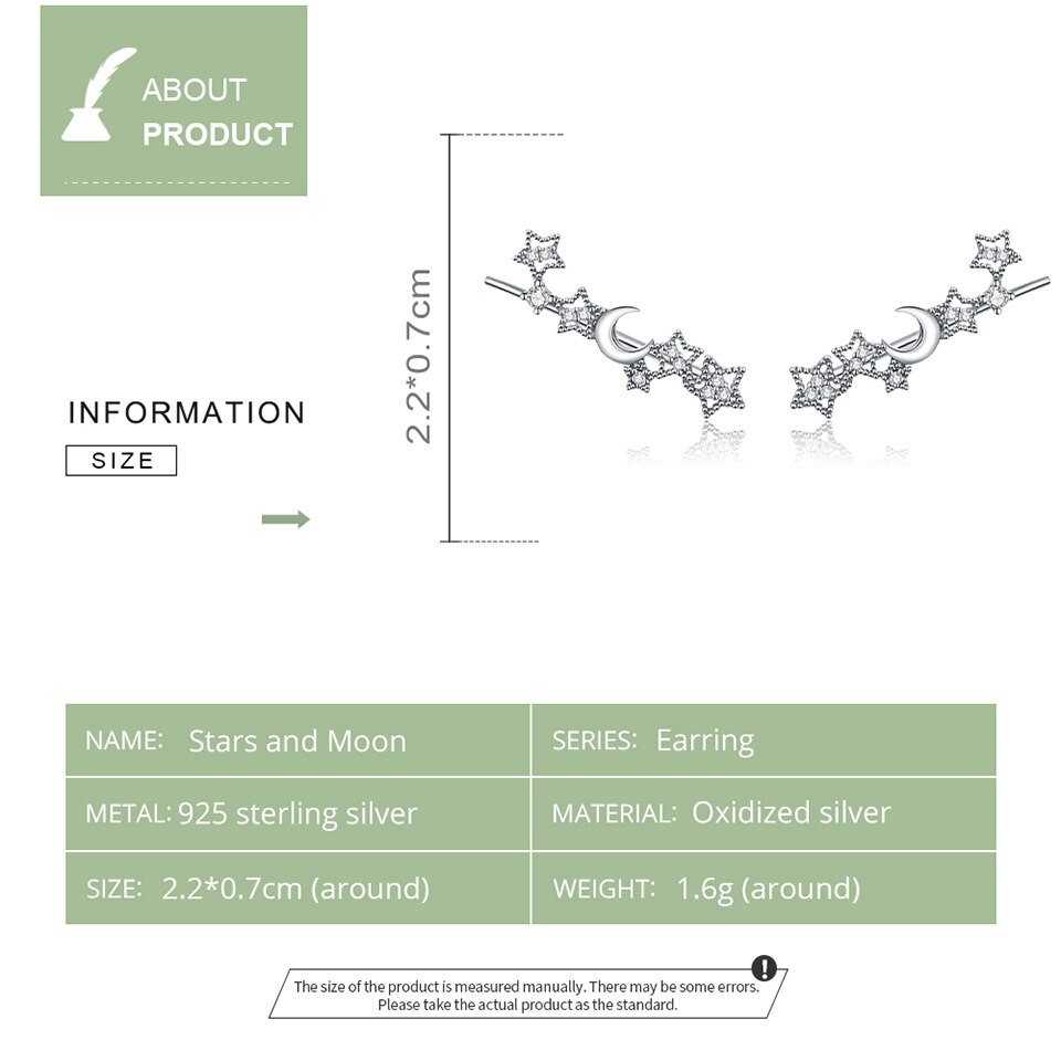 Khuyên Tai Bamoer SCE926 Bạc 925 Thật Kiểu Dáng Trăng Và Sao Thời Trang Nữ 2020
