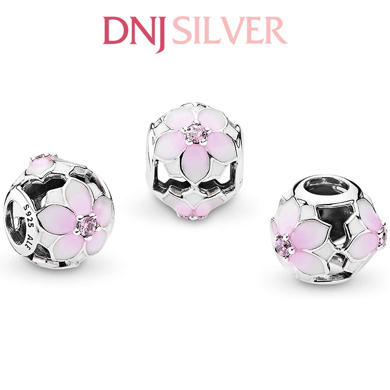 Charm bạc 925 cao cấp, hàng chuẩn bạc - Charm Openwork Magnolia Flower thích hợp để mix vòng tay charm - DN329
