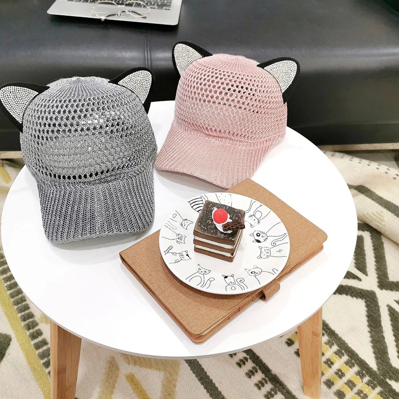 Nón Lưỡi Trai Tai Mèo Đính Đá Thời Trang Nữ Tính