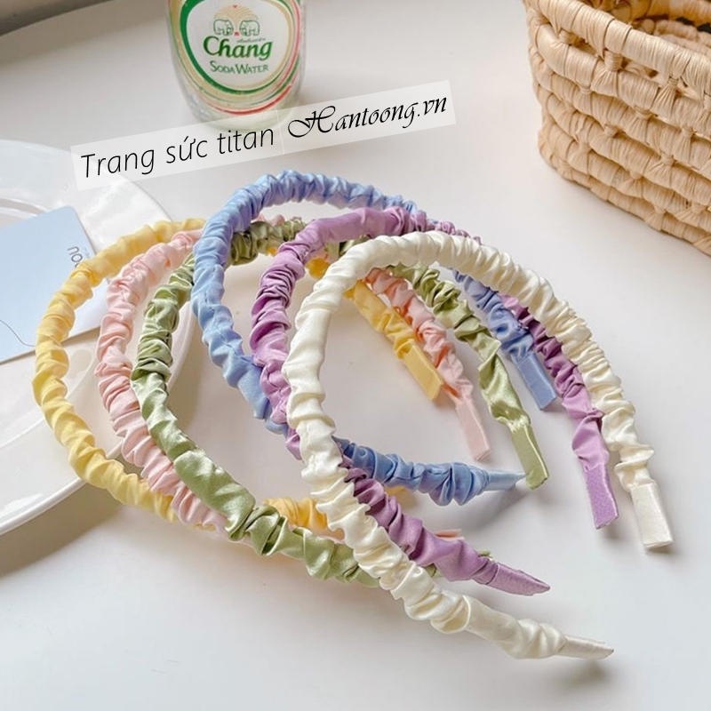 Bờm tóc nhún lụa vải satin phong cách hàn quốc dễ thương ngọt ngào