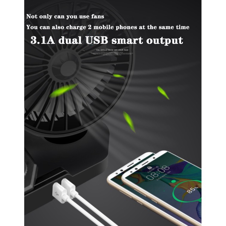 Quạt Mini Gắn Xe Hơi / Tải 12v24v Xoay 360 Độ