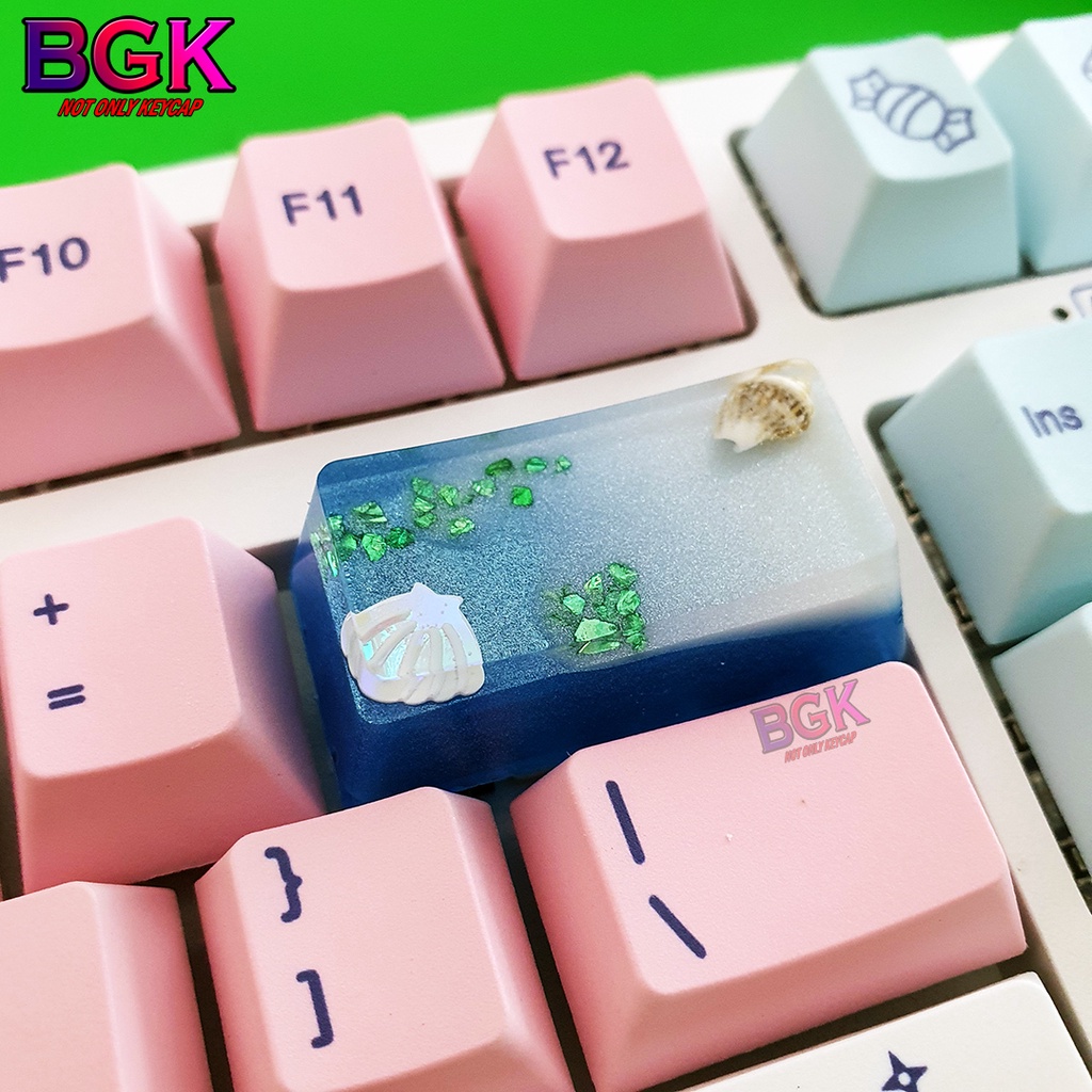 Keycap Lẻ chủ đề bãi biển ốc và sò cực đẹp OEM 2U profile ( keycap resin độc lạ )( Keycap Artisan )