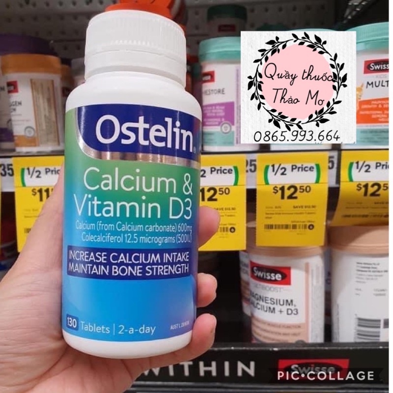[Chính  Hãng 100% ]Canxi Ostelin Calcium & vitamin D3Úc 130 viên