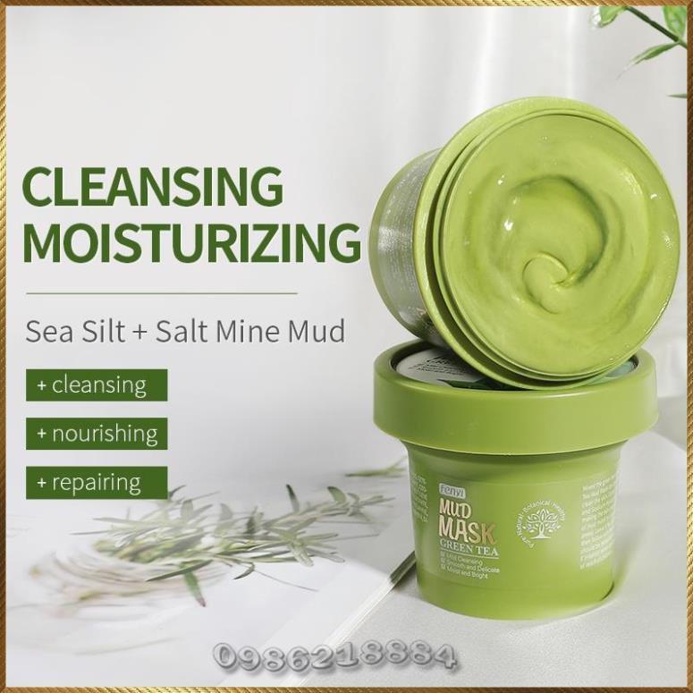 Mặt nạ đất sét tinh chất trà xanh Fenyi Mud Mask Green Tea giảm mụn kiềm dầu dưỡng trắng FMM6