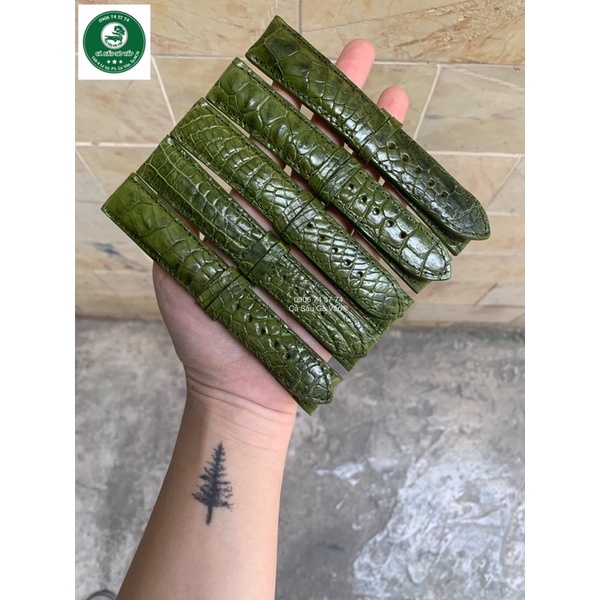 DÂY ĐỒNG HỒ DA CÁ SẤU MÀU XANH SIZE 18 - CÁ SẤU GÒ VẤP