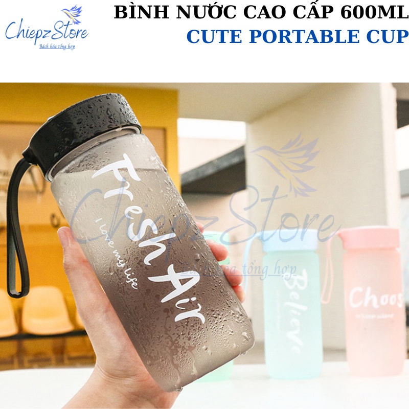 Bình nước Cute portable cup - Bình đựng nước cao cấp 600ml - BPA free