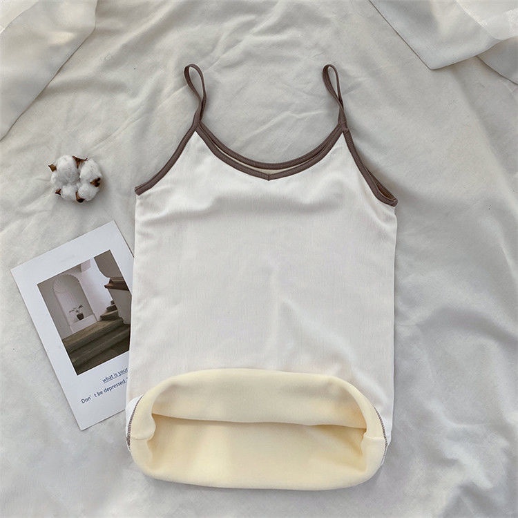 Áo Hai Dây Vải Nhung Dày Dặn Giữ Ấm Mùa Đông Cho Nữ