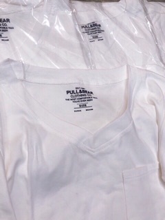 Áo thun giấy form rộng cổ tim túi #pull&Bear tay ngắn