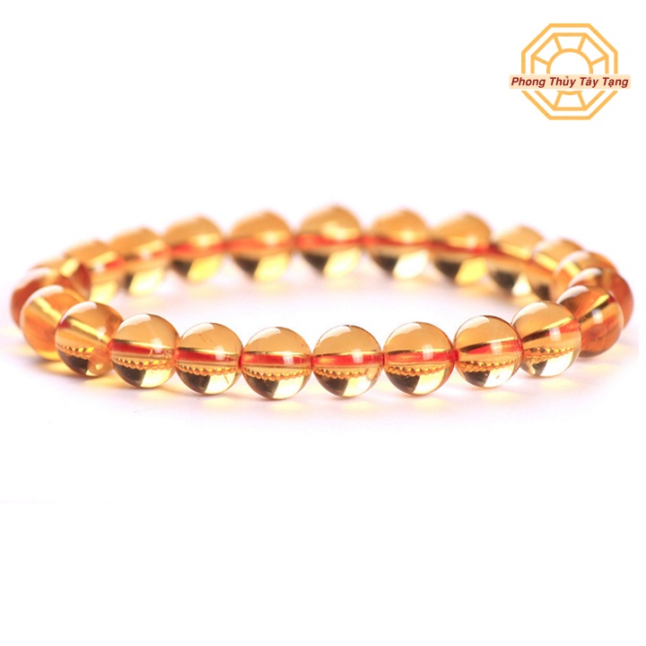 Vòng tay phong thủy màu vàng tài lộc thịnh vượng nam nữ mệnh Thổ Kim - tặng hộp gỗ cao cấp - Phong Thủy Tây Tạng
