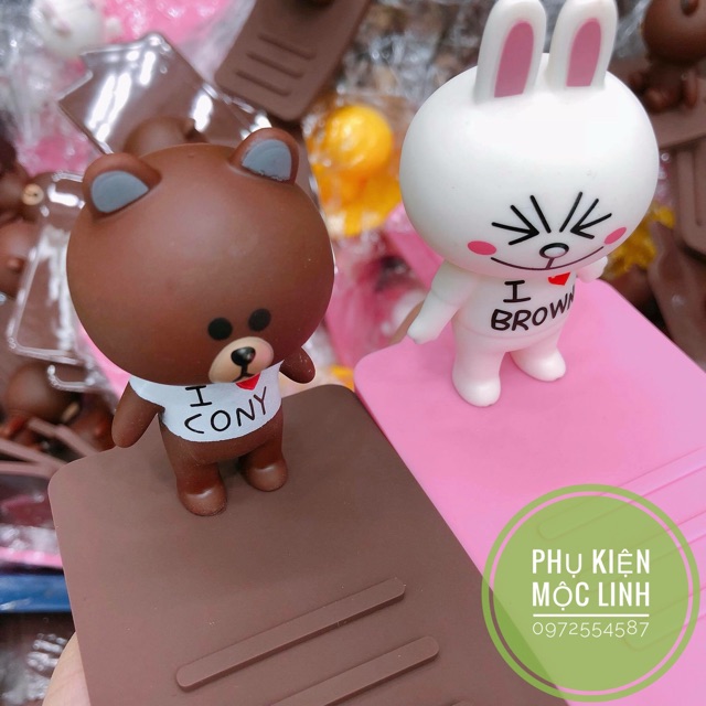 Kệ để điện thoại trên bàn taplo xe hơi xoay 360 độ hình gấu brown thỏ cony ...