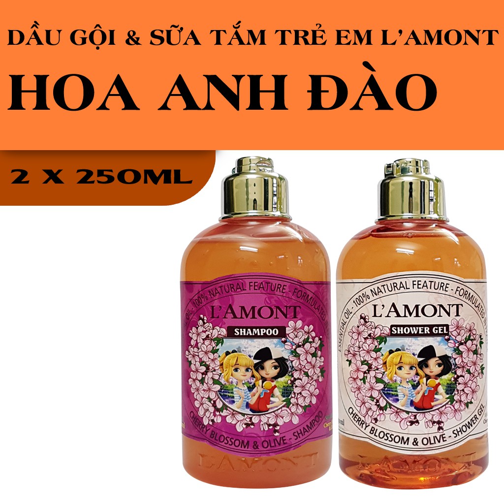 [Mã LTP50 giảm 50000 đơn 150000] Combo Dầu Gội và Sữa Tắm Cho Bé LAmont En Provence Hương Hoa Anh Đào-250m/chai