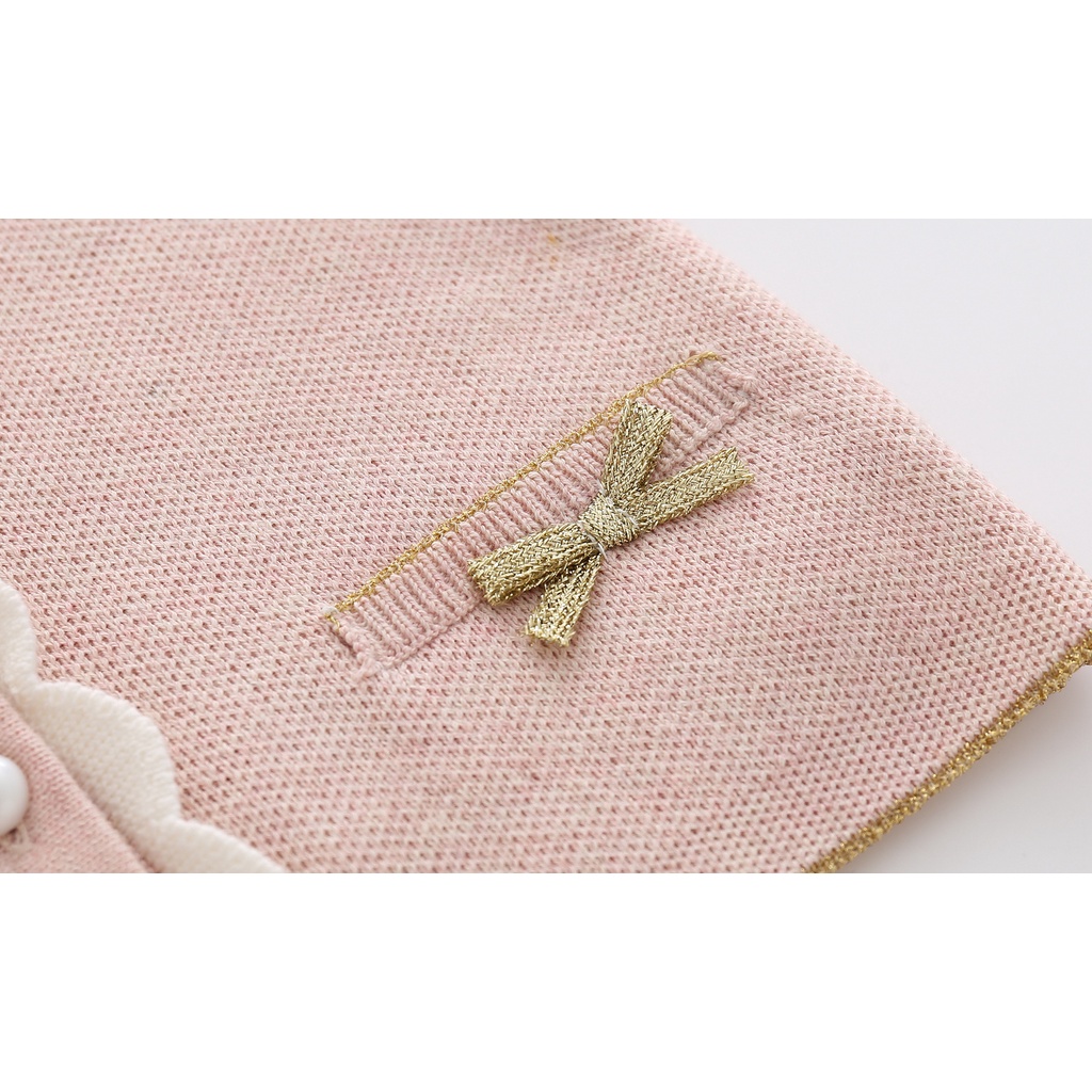 Autumn Baby Girls Pink Knit Cardigan Solid Skirt Two-piece Suit