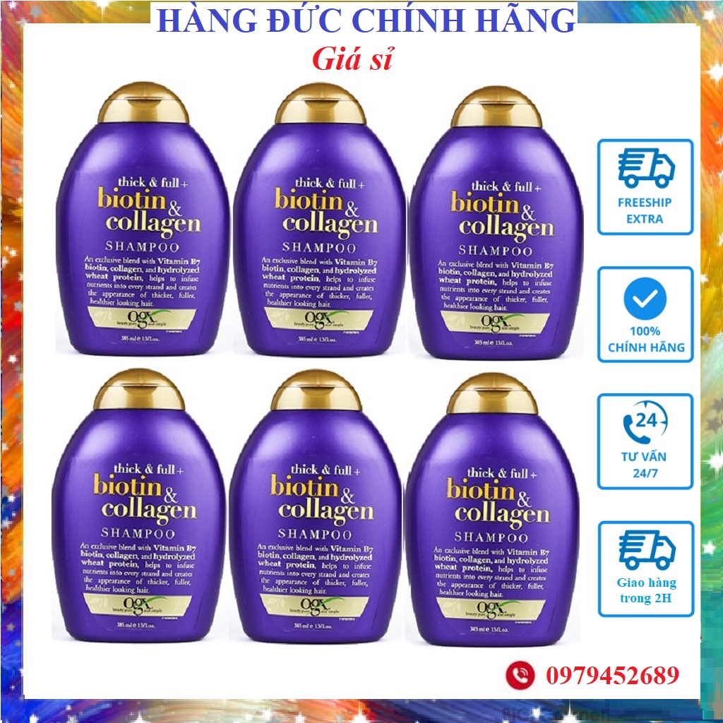 [Nhập Khẩu 100%] Dầu gội xả OGX Thick &amp; full + biotin &amp; collagen 385ml Đức