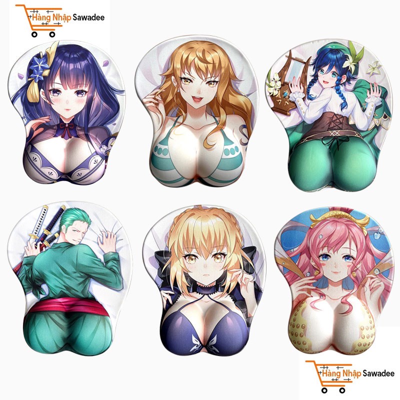 Miếng Lót Chuột Silicon Anime 3D Có Đệm Tay Mềm Mại Đàn Hồi Đế Chống Trượt