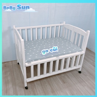 Ga Đệm Cũi Cho Bé BABYSUN Ga Chun Cũi Bọc Đệm Chất Liệu Cotton 100% Mềm Mịn Thoáng Khí Nhiều Màu Sắc Và Kích Thước