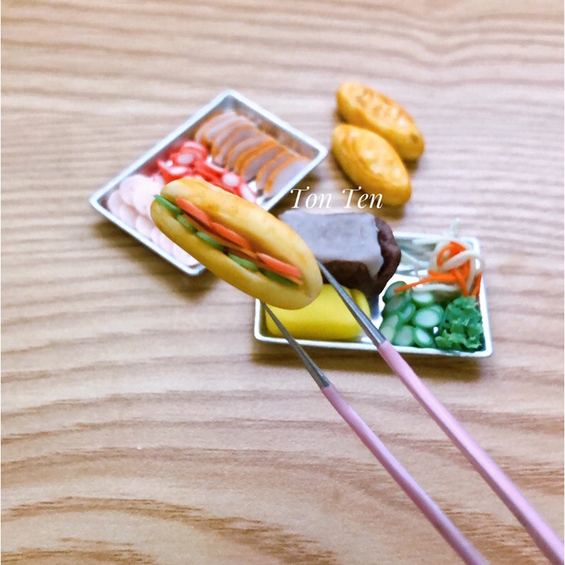 Bánh Mì Có Nhân Đất Sét Handmade Trang Trí Nhà Mô Hình Nhà Búp Bê Đồ Chơi Mini Dollhouse Miniatures
