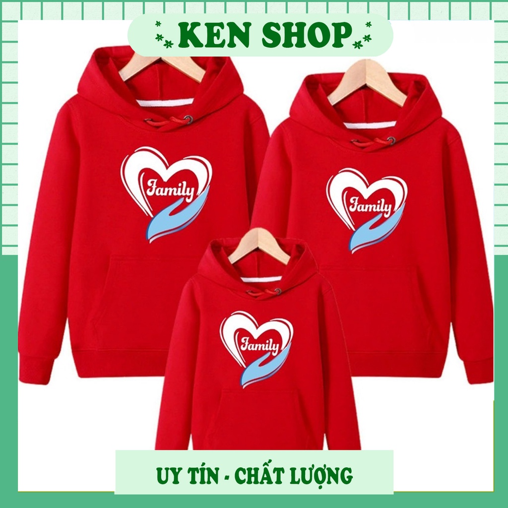Áo thun gia đình thu đông có mũ, áo nhóm nỉ bông (chỉ còn ko nón)