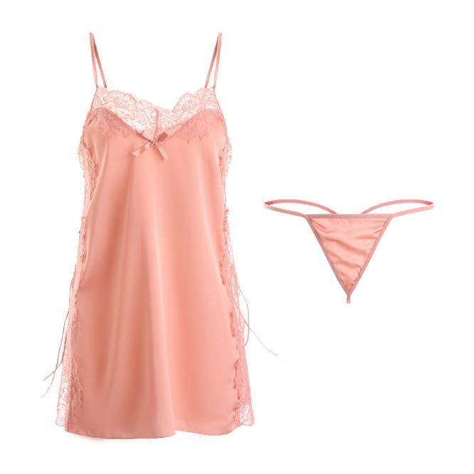 ❣️ Váy ngủ lua xẻ hông cao cấp sexy HEZA chất liệu Vải Satin <60kg