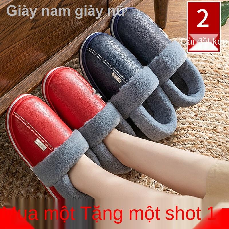 ✌✟✎Dép bông mùa đông mua một tặng một 2 đôi túi đựng giày lông chống trượt đi trong nhà cho nam và nữ đôi giày đế dày ấm