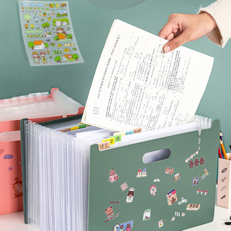 Bìa Đựng Tài Liệu Khổ A4 13 Lớp Chống Thấm Nước Có Tay Cầm Và Ngăn Đựng Bút Ẩn Cho Offi