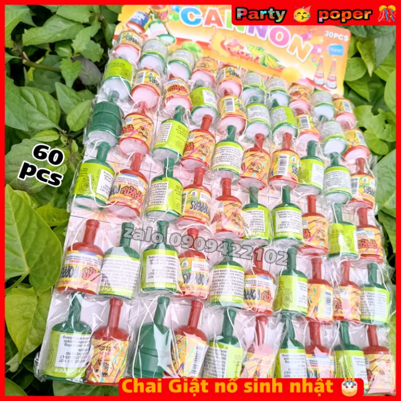 Vỉ 60 chai giật nỗ sinh nhật mini party poppers