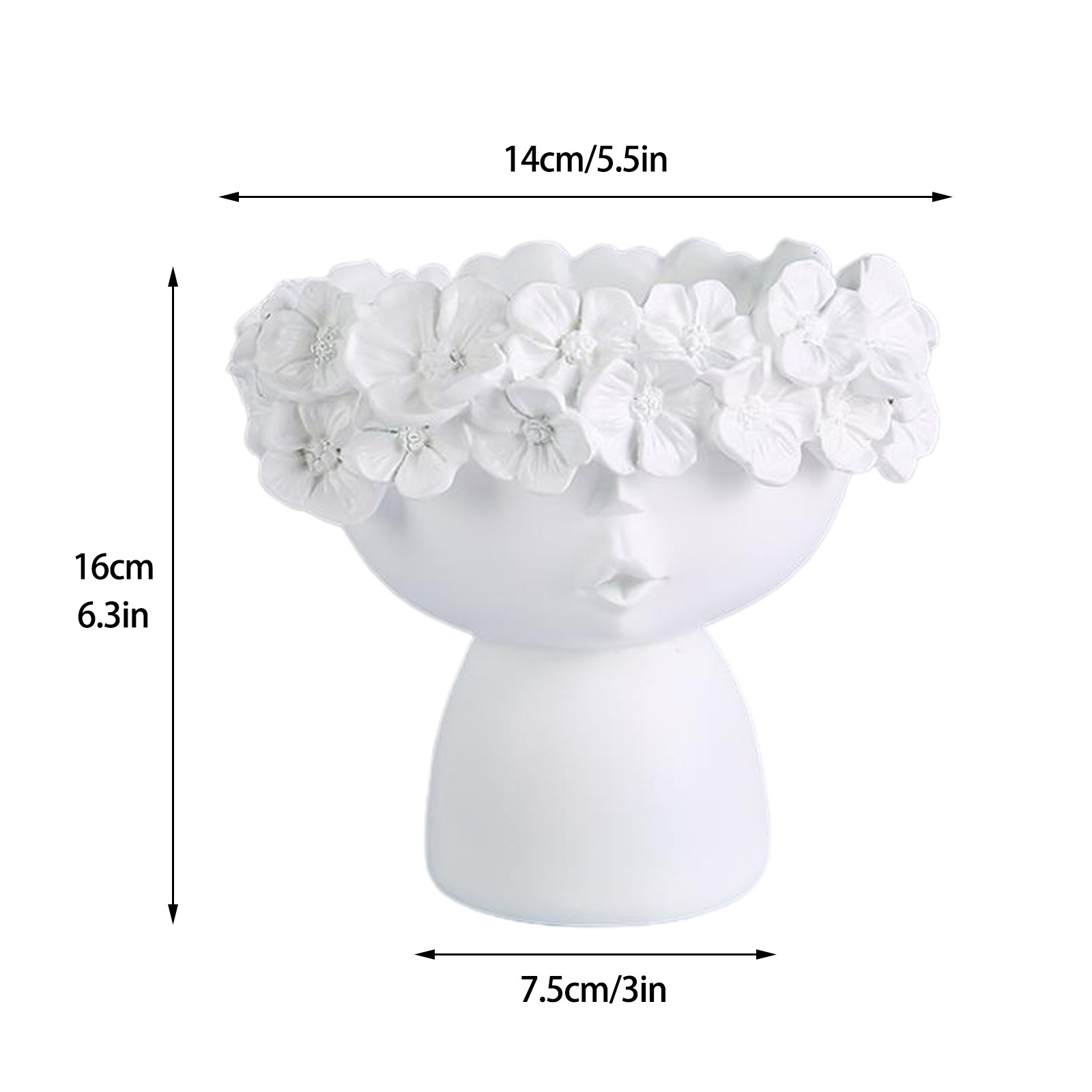 Mona Vase Resin Flower Pot Modern Home Ornaments Decor 16x14x14cm Head Desktop Vases