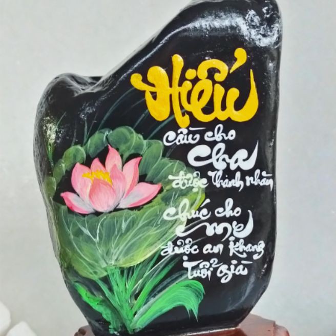 Thư Pháp trên Đá màu tự nhiên, .Chủ đê Hiếu, Cha Mẹ,..viết chữ Thư Pháp theo yêu cầu