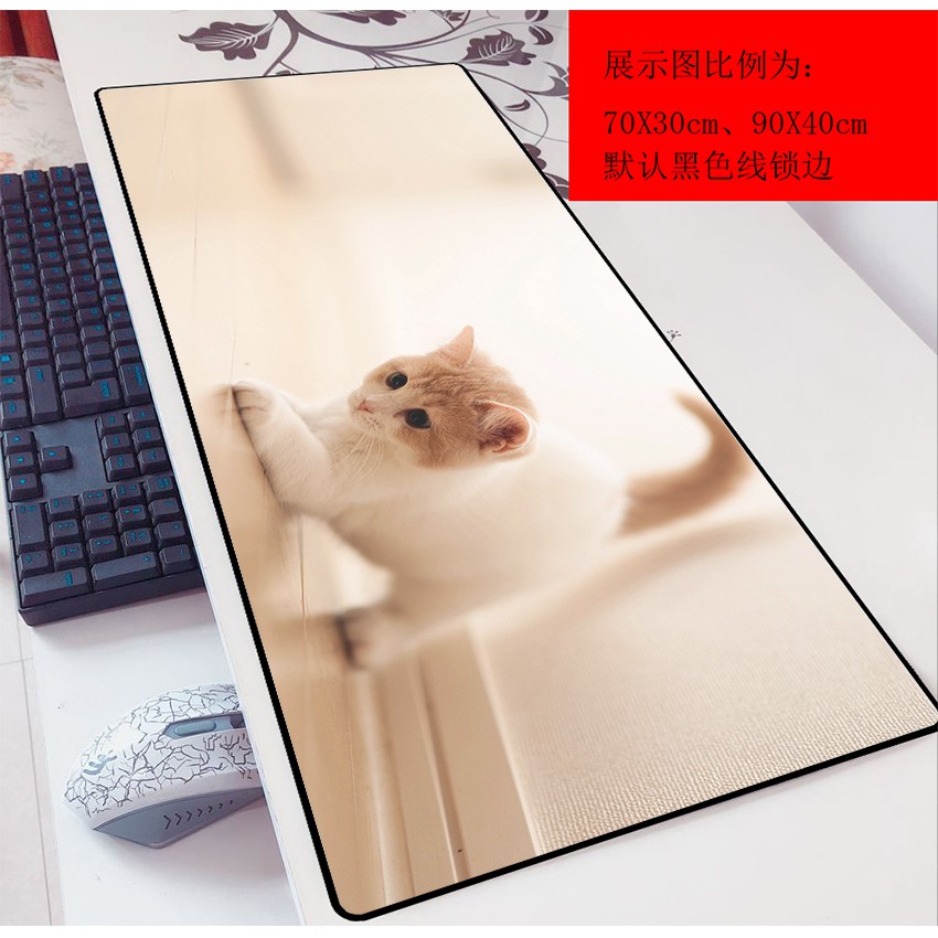 Tấm Lót Chuột Và Bàn Phím Máy Tính Cỡ Lớn 70x30 In Hình Mèo Hoạt Hình Dễ Thương