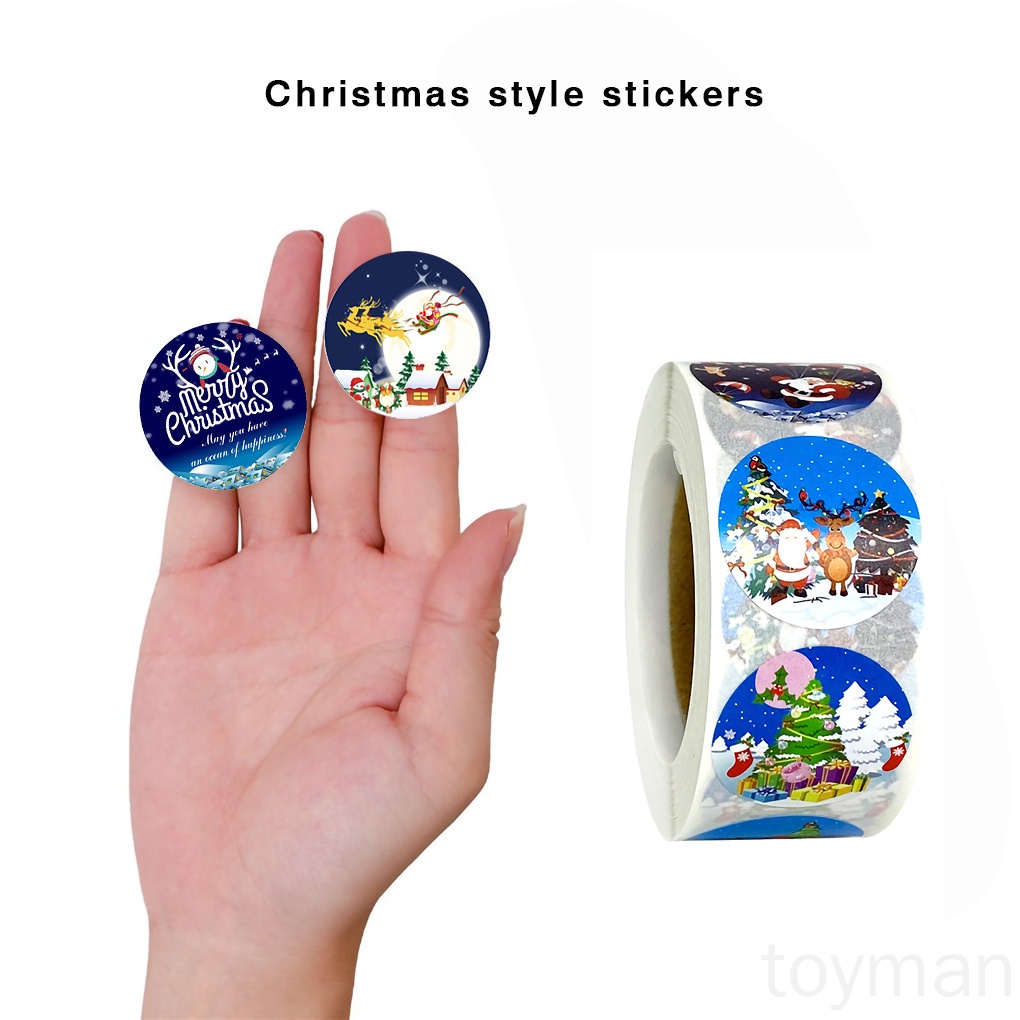 Cuộn 500 miếng dán trang trí hộp quà Giáng sinh