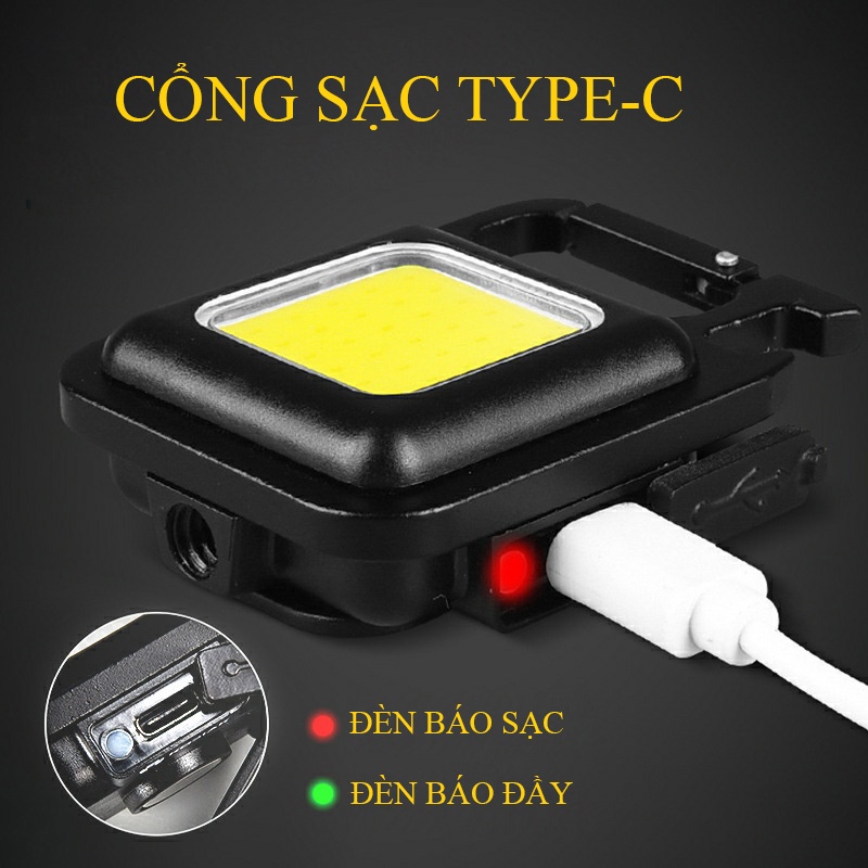 Đèn Pin LED COB Mini 3 Chế Độ Sáng Có Móc Khóa Đa Năng Chống Thấm Nước
