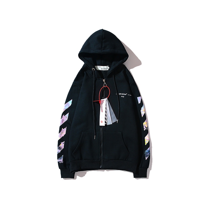 Áo khoác có mũ trùm họa tiết Off-White thời trang cao cấp cho nam/ nữ