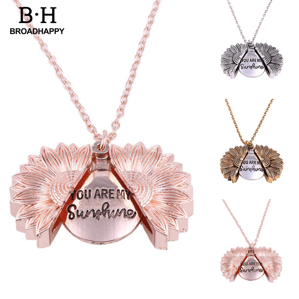 Dây chuyền mặt hoa hướng dương chữ YOU ARE MY SUNSHINE