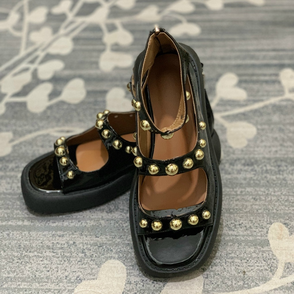 Sandal đế cao 4p, làm bằng da PU bóng, hàng Quảng Châu-có ảnh thật