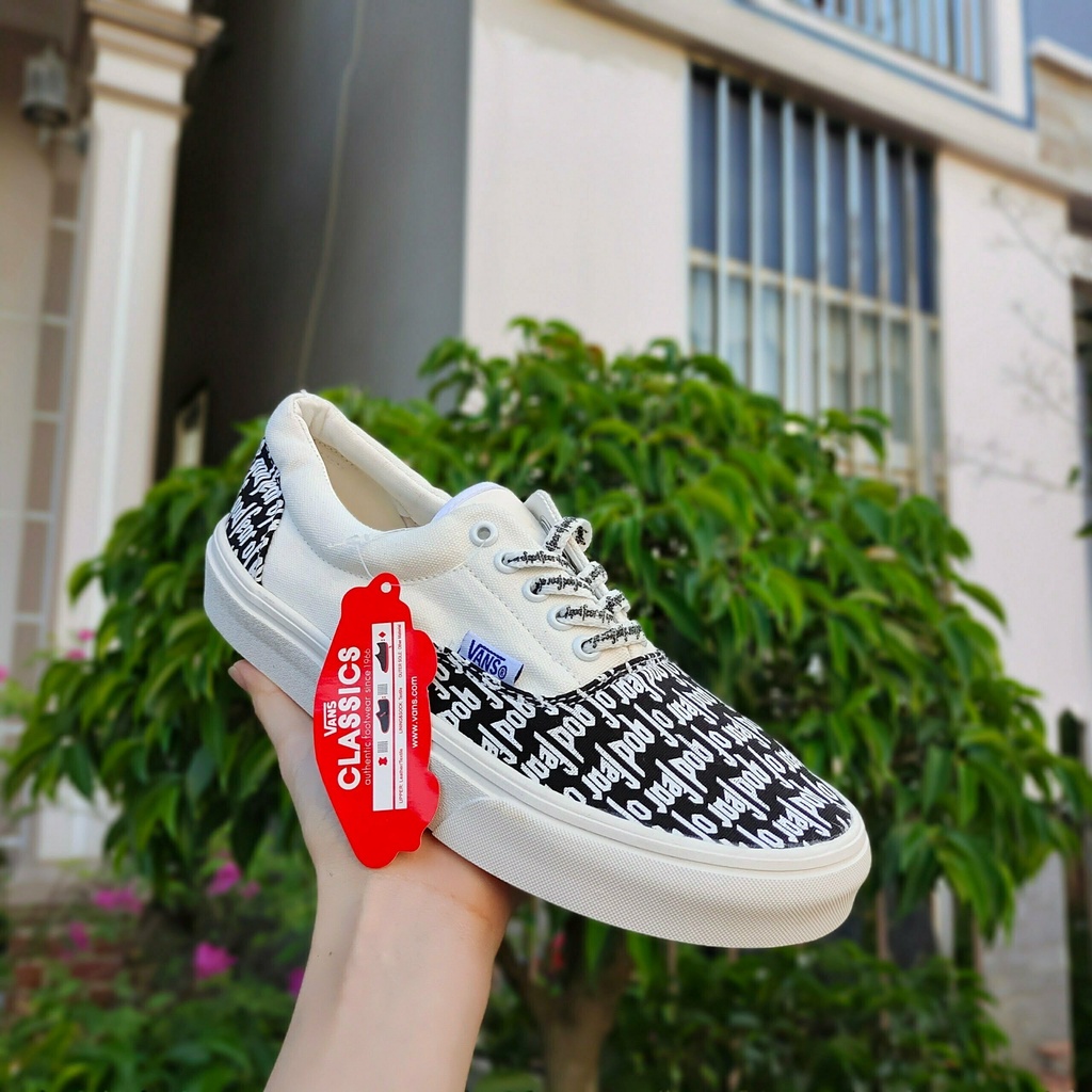 Giày Vans Classic Slip On Fear of God, Giày thể thao Vans in chữ Fear of God có dây buộc nam nữ