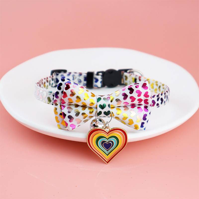 Vòng Cổ Có Chuông Và Mặt Hình Trái Tim Nhiều Màu Dễ Thương Chống Gàu An Toàn Cho Thú Cưng