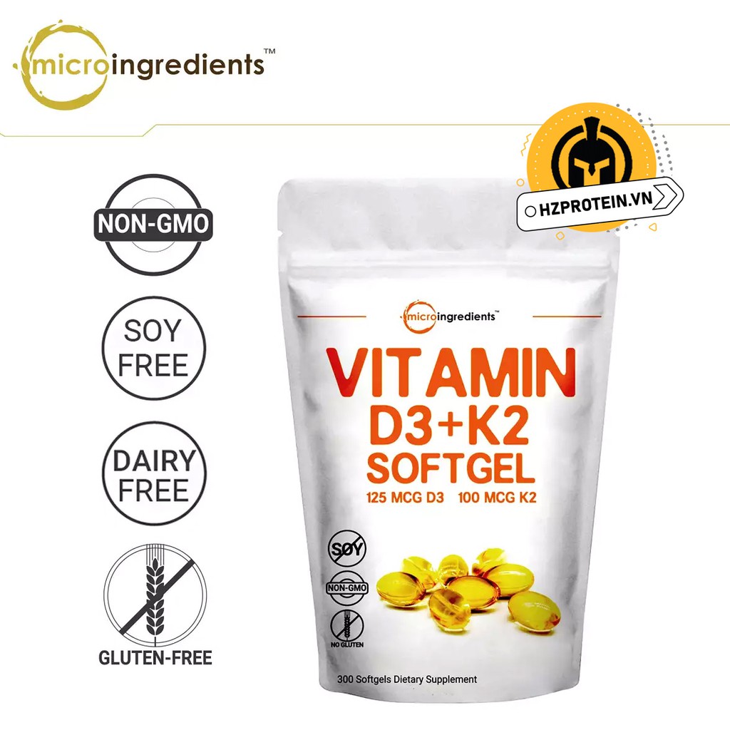 VIÊN UỐNG MICRO INGREDIENTS VITAMIN D3 5000IU K2 MK7 100MCG, D3 K2 HỖ TRỢ SỨC KHỎE, HỆ MIỄN DỊCH, XƯƠNG KHỚP