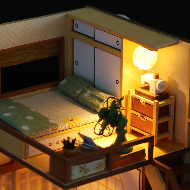 Đồ chơi mô hình lắp ráp trang trí 3D ngôi nhà phong cách Nhật Bản M034 có đèn